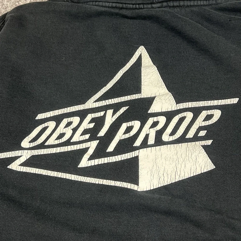Vintage 90s Faded Black Distressed Thrashed Hoodie Mens Medium Skate Surf Obey